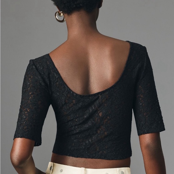 ✨ Anthropologie Lace Boatneck Top Sz L - Picture 2 of 5
